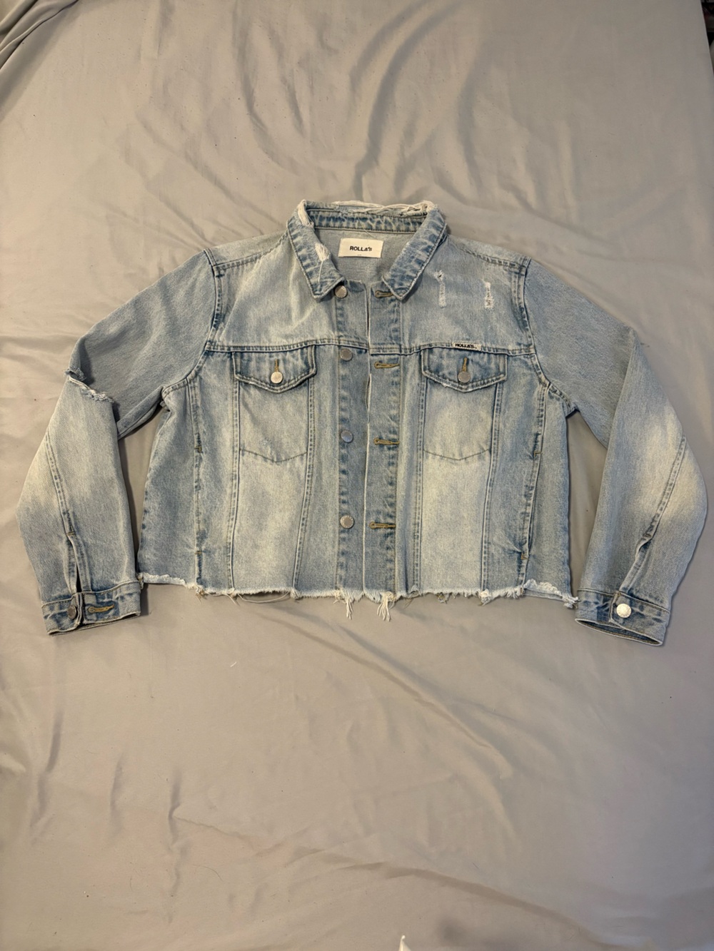 ROLLA’S Light Blue Distressed Cropped Denim Jacket Women’s Medium